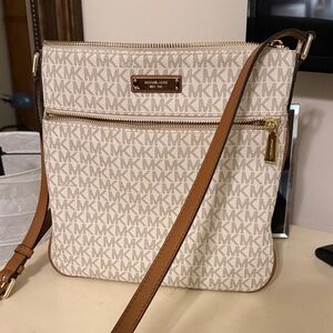 Michael Kors Beige and Brown Crossbody Bag